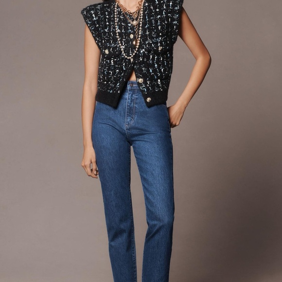Anthropologie Maeve Button Front Tweed Sweater Vest - Picture 3 of 12